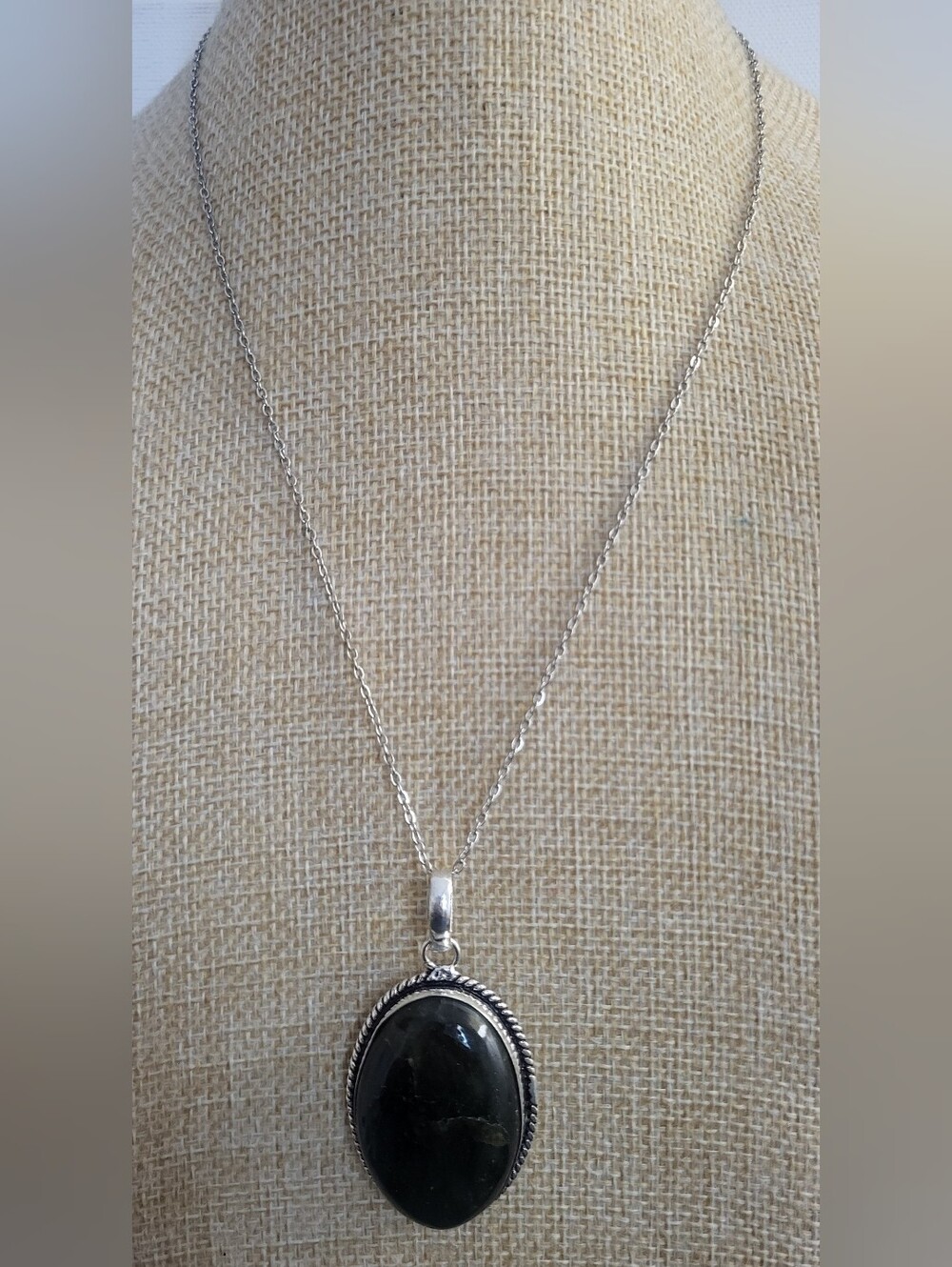 Fiery Labradorite Natural Stone Pendant 925 Silver Overlay Stainless Steel Chain